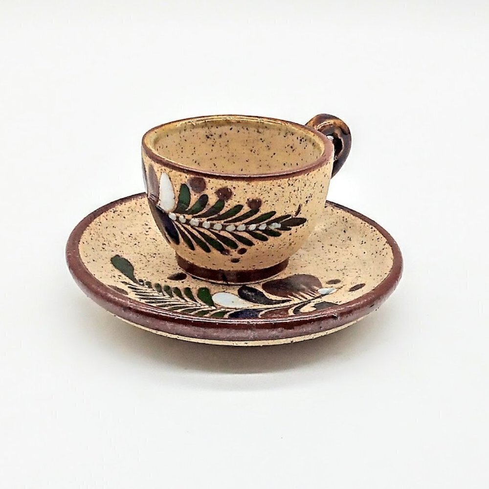 Mexican Tonala Mini Ceramic Cup & Saucer
